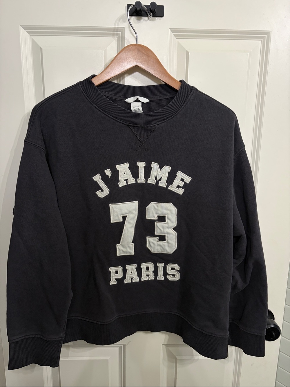 Great condition size L navy blue 'J'AIME 73 PARIS' Graphic Sweatshirt by H&M